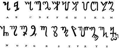 O Alfabeto Tebano e os caracteres romanos