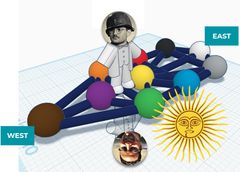 Duas pessoas sobre a Árvore da Vida, uma de cada lado da árvore, com o Sol em Netzach