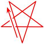 (pentagrama inverso, primeiro traço de baixo para a cima à esquerda)