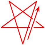(pentagrama inverso, primeiro traço  de baixo para cima à direita)