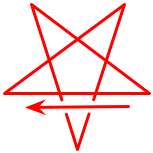 (pentagrama inverso, primeiro traço da direita para a esquerda)