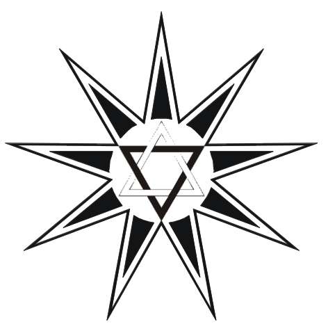 Estrela de 9 pontas com um hexagrama dentro.